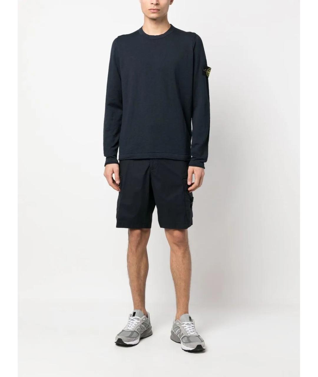 STONE ISLAND Темно-синий хлопковый джемпер / свитер, фото 2