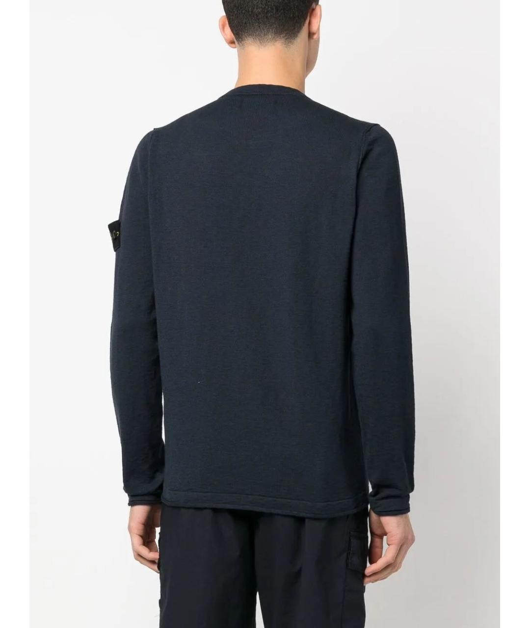 STONE ISLAND Темно-синий хлопковый джемпер / свитер, фото 4