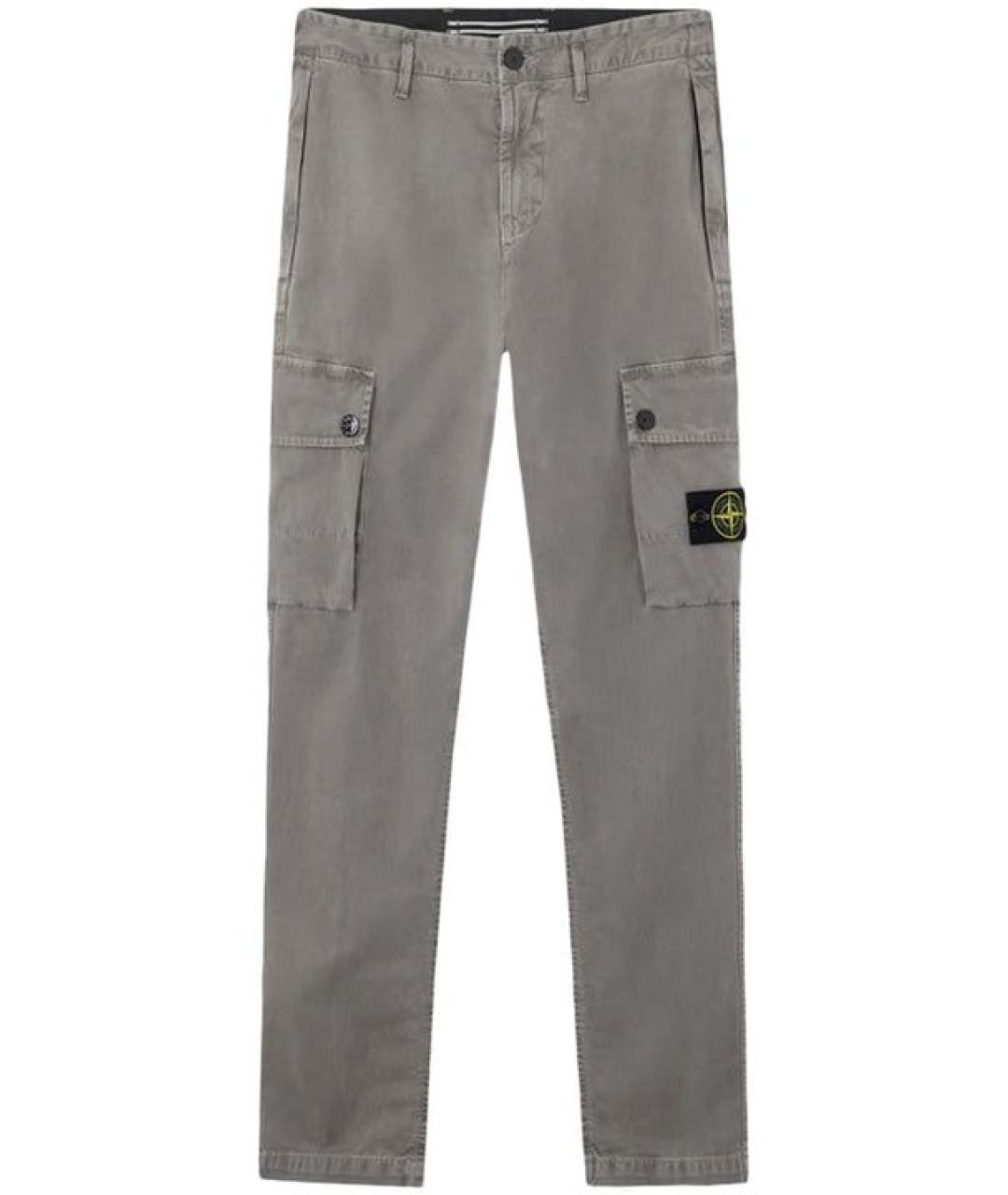 STONE ISLAND Серые хлопковые повседневные брюки, фото 1