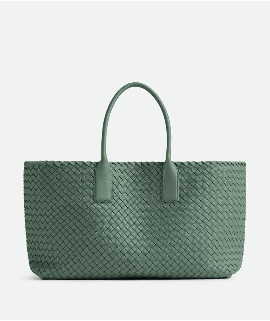 BOTTEGA VENETA Бирюзовая кожаная сумка тоут, фото 4