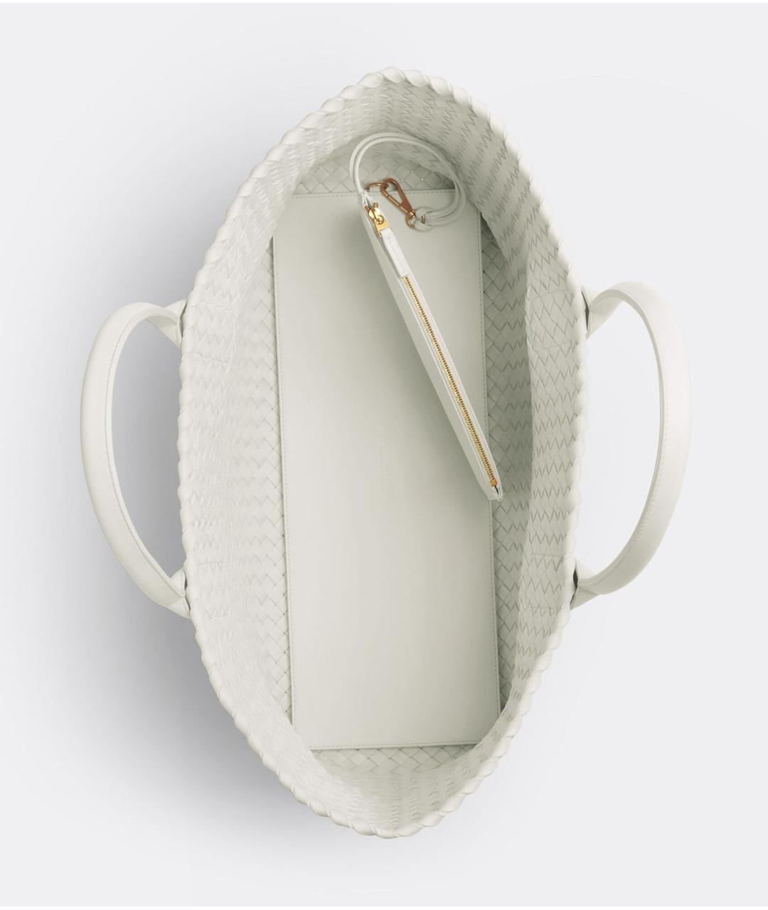 BOTTEGA VENETA Белая кожаная сумка тоут, фото 3