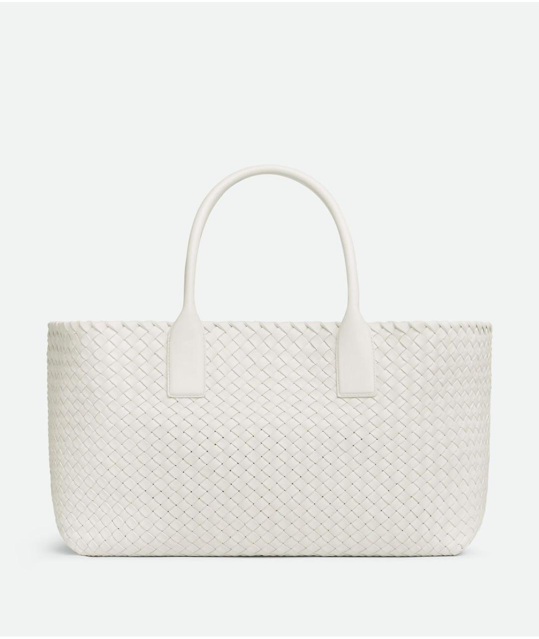 BOTTEGA VENETA Белая кожаная сумка тоут, фото 4