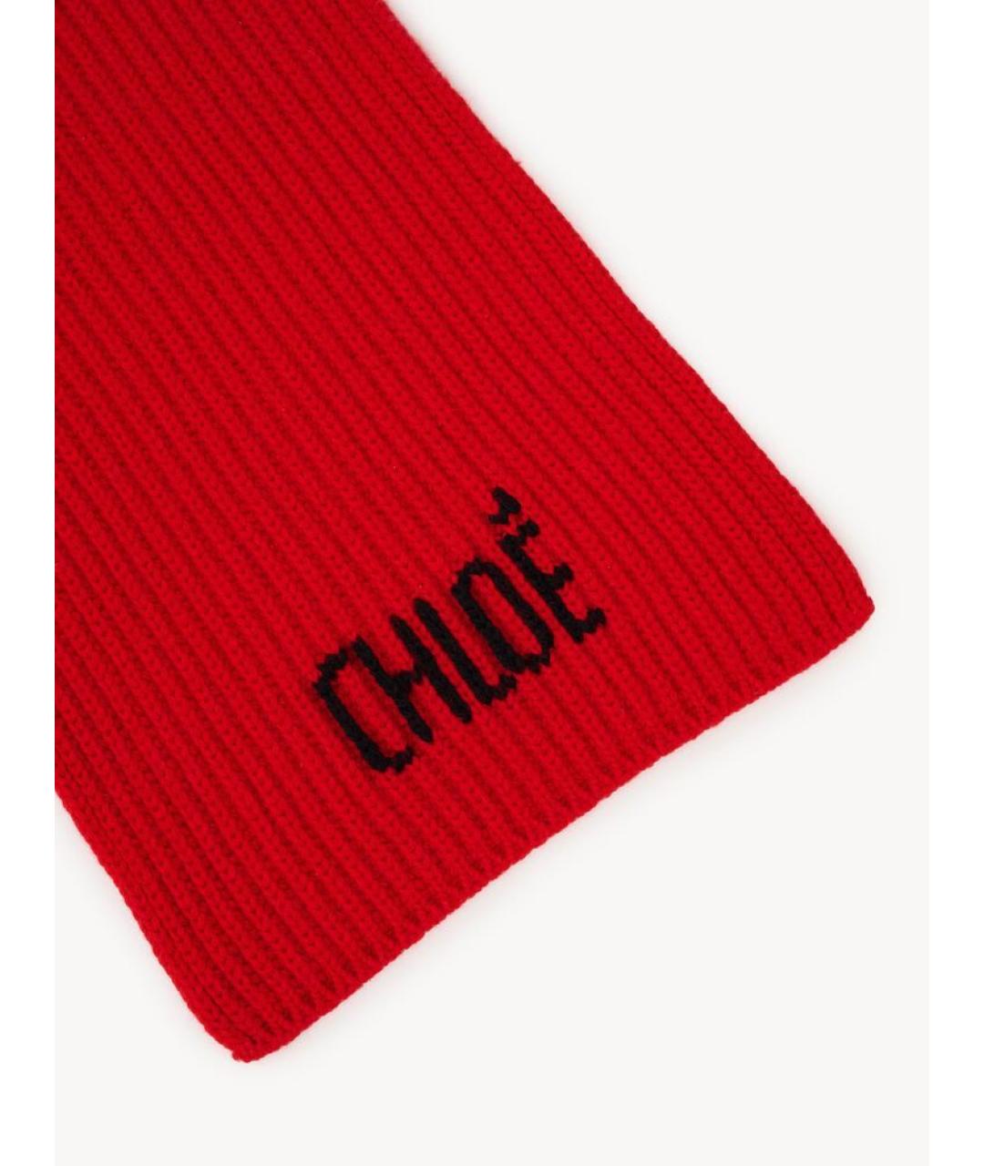 CHLOE Красный кашемировый шарф, фото 2