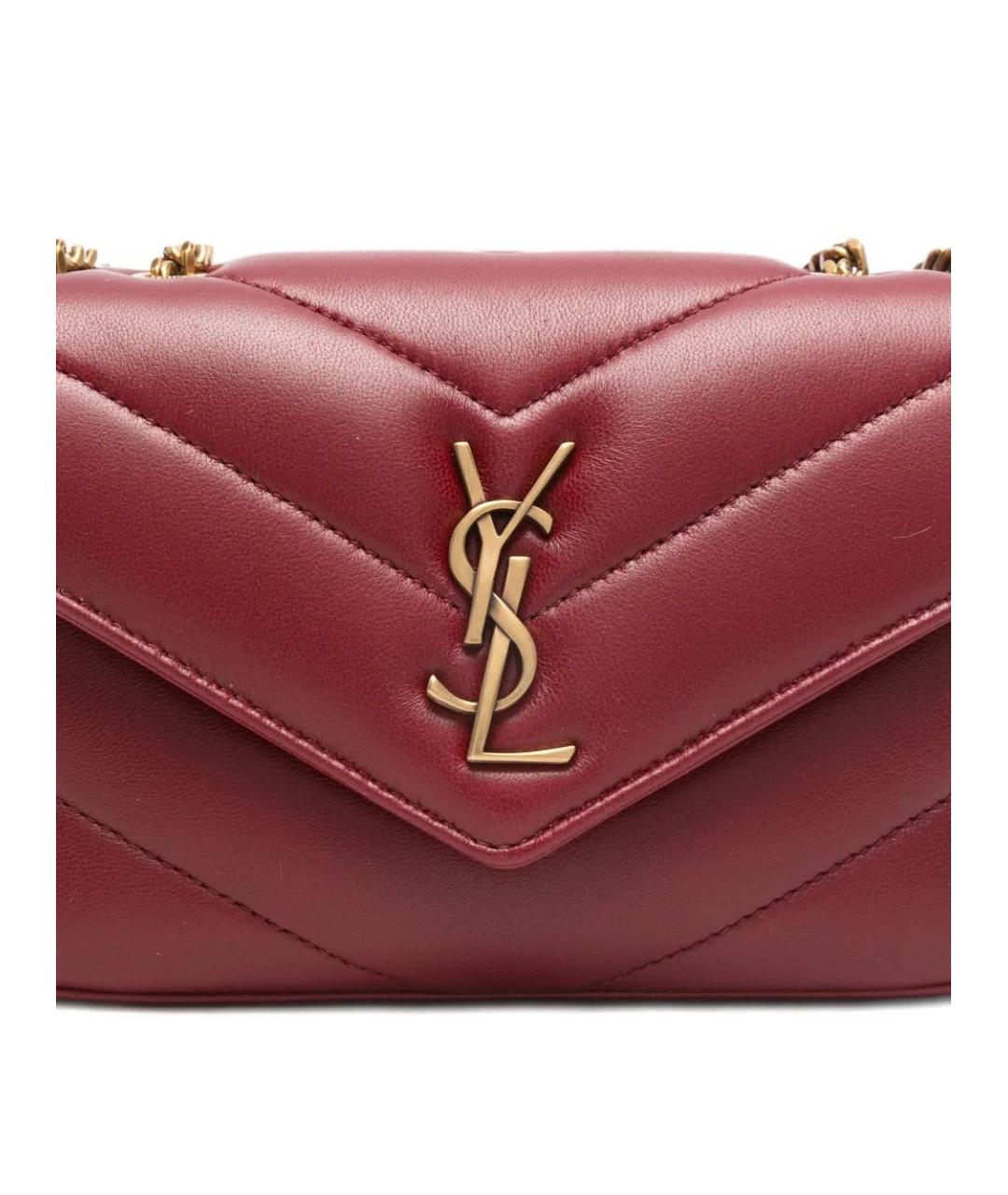 SAINT LAURENT Красная кожаная сумка через плечо, фото 3