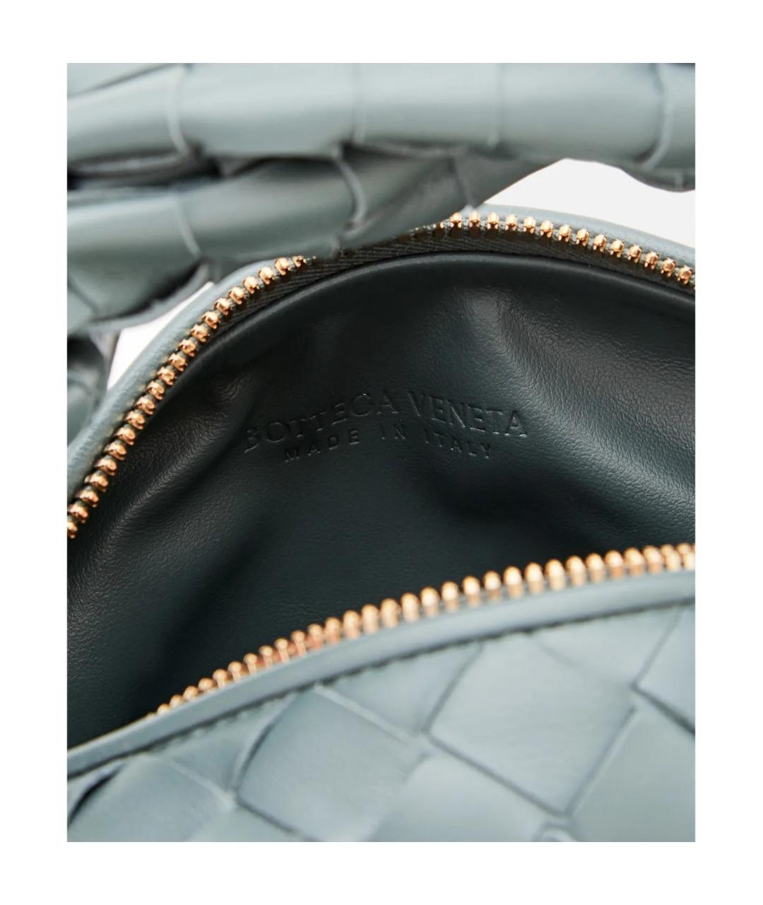 BOTTEGA VENETA Бирюзовая кожаная сумка с короткими ручками, фото 3