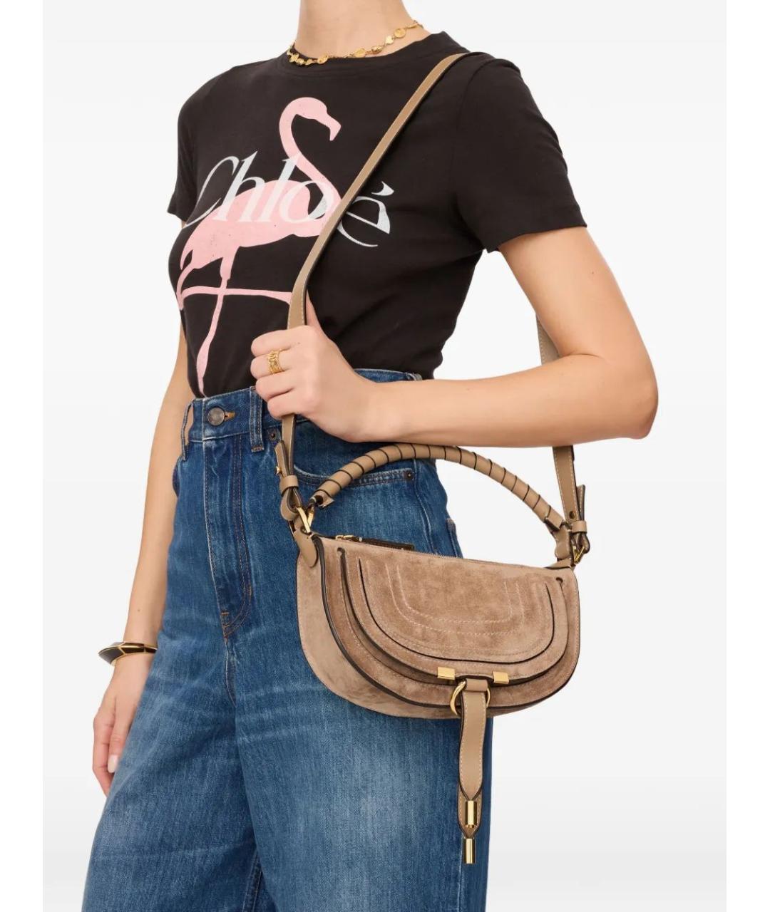 CHLOE Бежевая кожаная сумка через плечо, фото 2