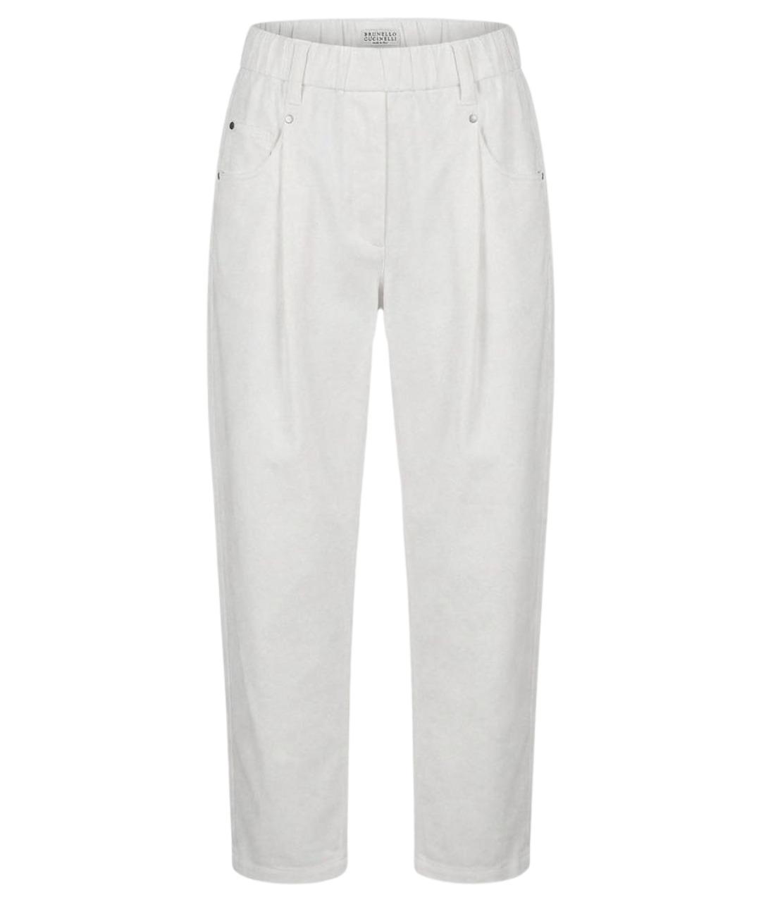 BRUNELLO CUCINELLI Белые хлопко-эластановые прямые брюки, фото 1