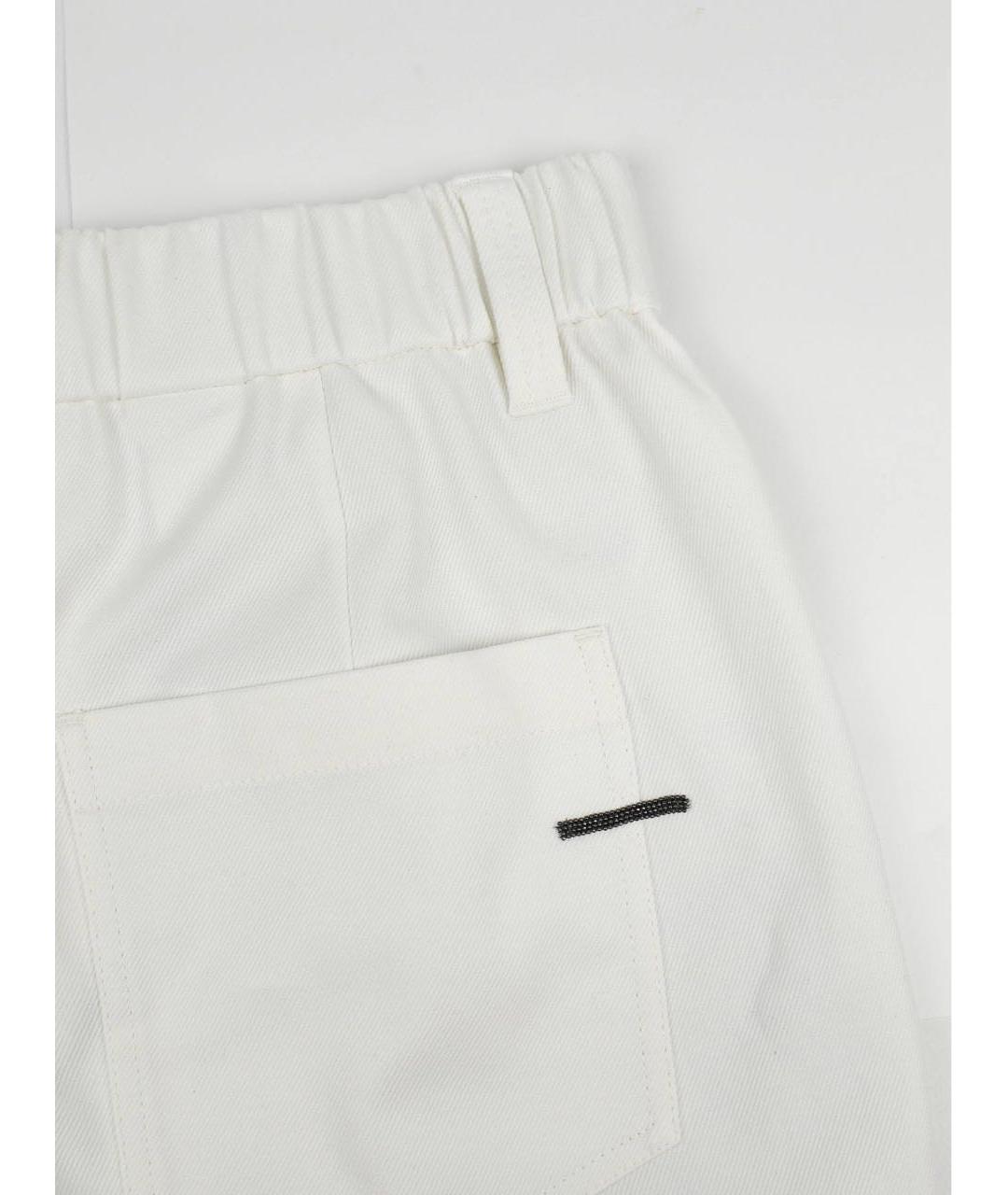 BRUNELLO CUCINELLI Белые хлопко-эластановые прямые брюки, фото 6