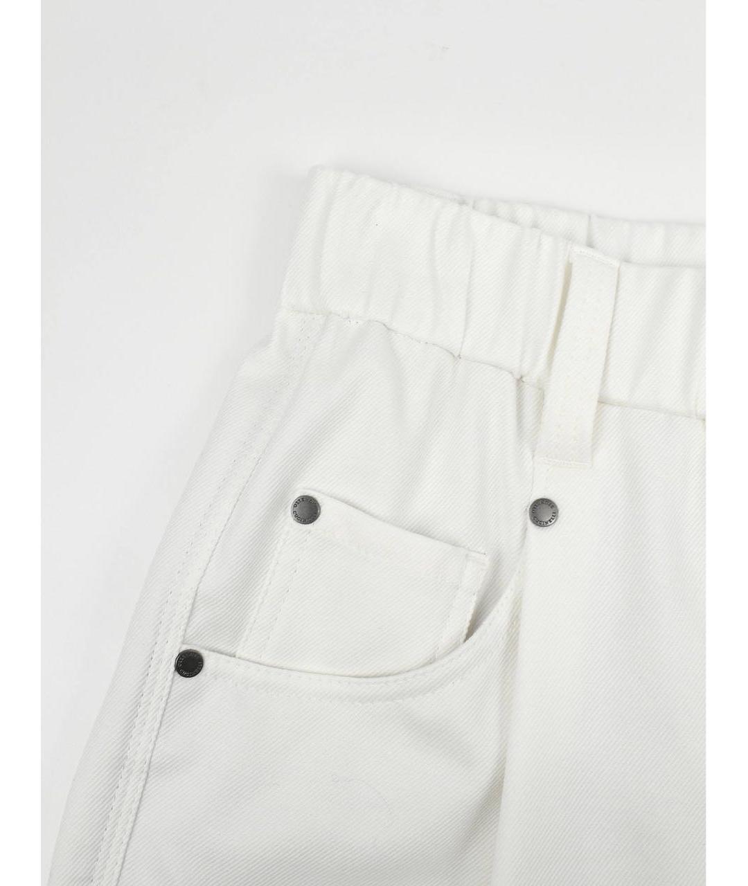 BRUNELLO CUCINELLI Белые хлопко-эластановые прямые брюки, фото 3