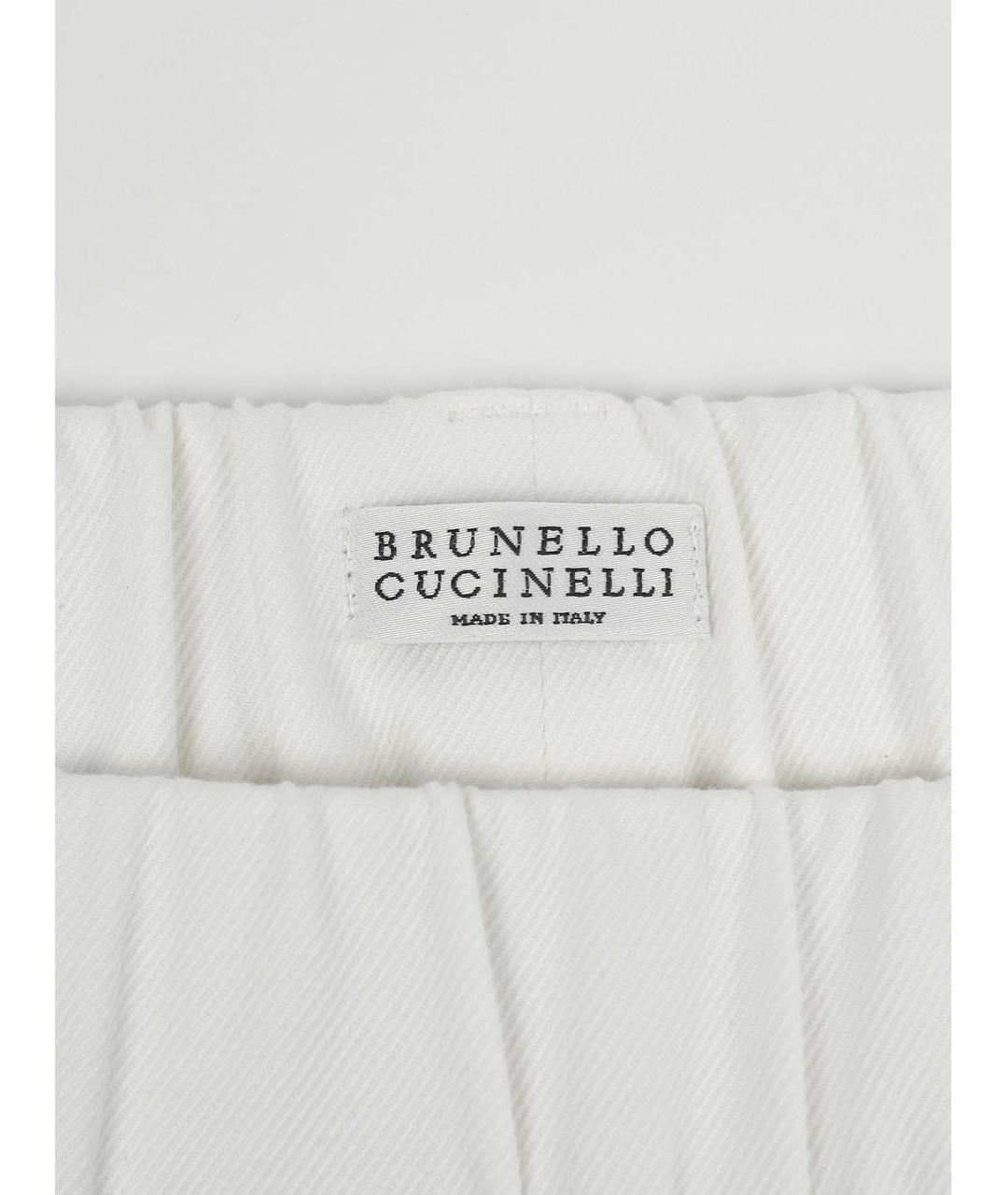 BRUNELLO CUCINELLI Белые хлопко-эластановые прямые брюки, фото 5
