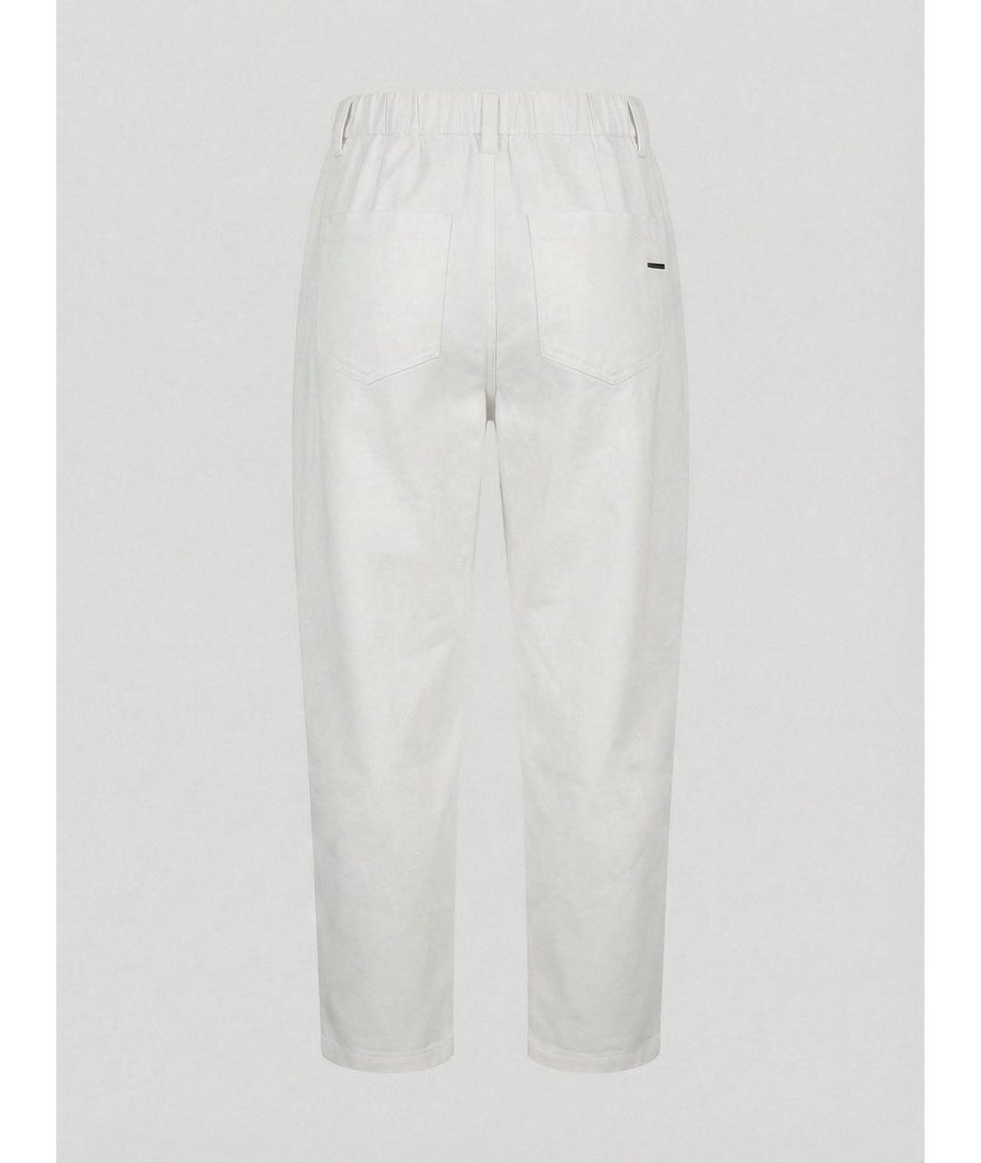 BRUNELLO CUCINELLI Белые хлопко-эластановые прямые брюки, фото 2