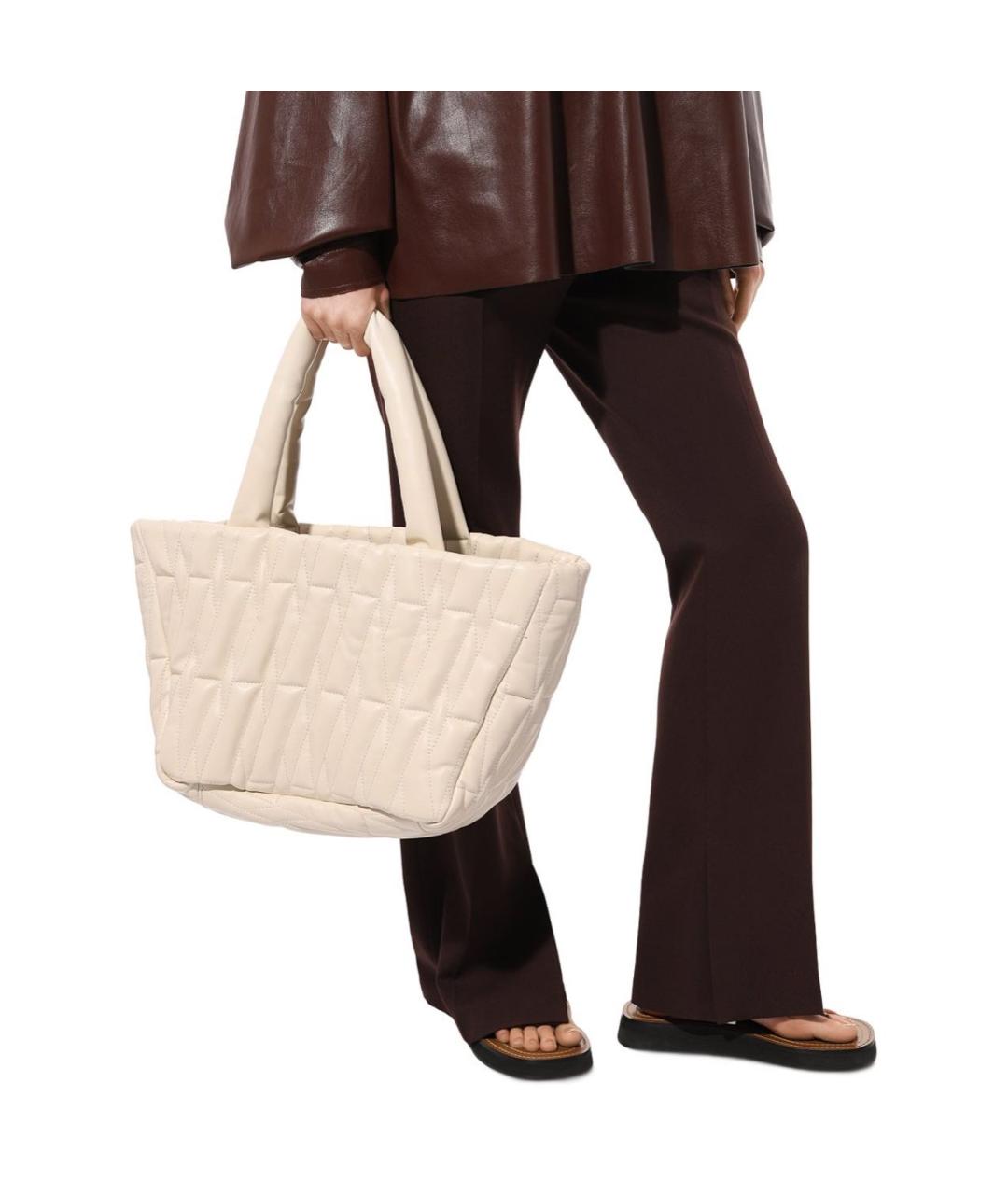 MSGM Бежевая сумка тоут из искусственной кожи, фото 6