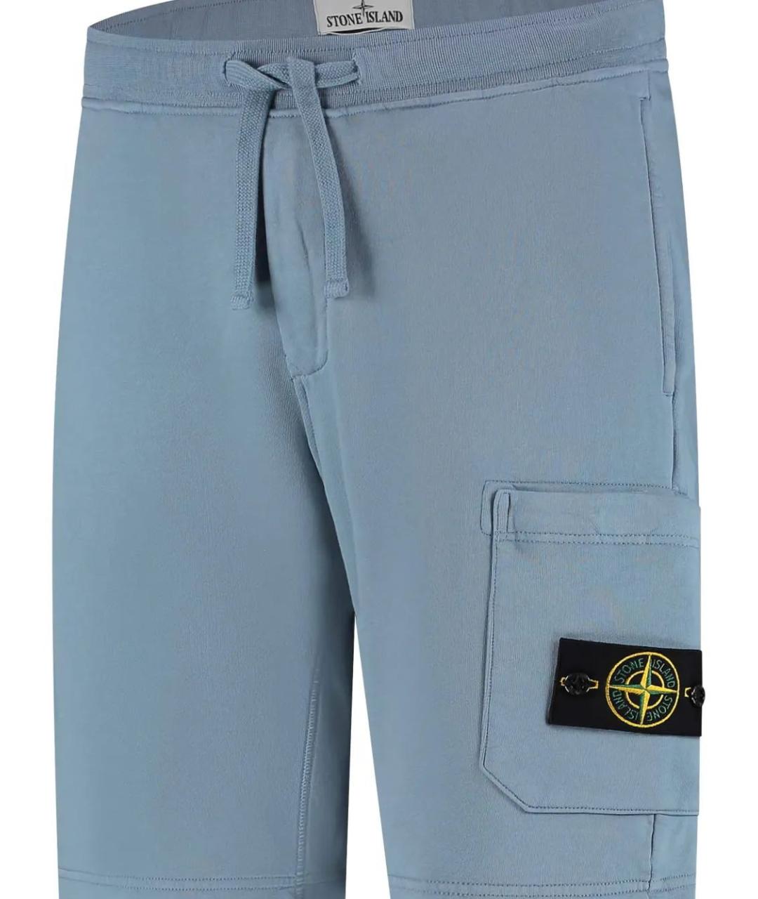 STONE ISLAND Голубые хлопковые шорты, фото 2