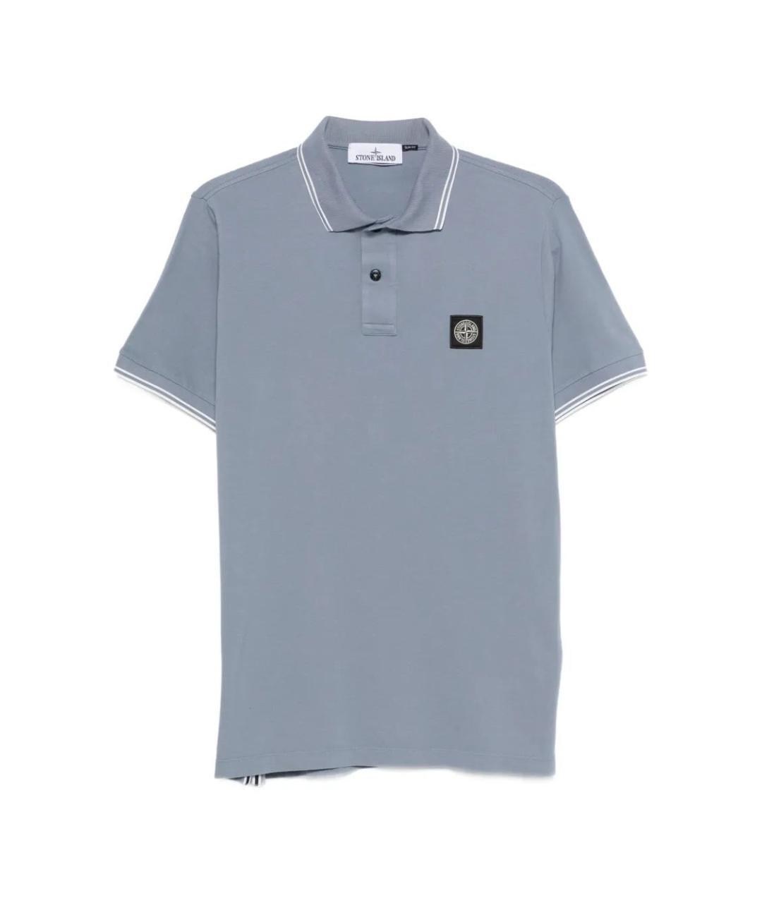 STONE ISLAND Голубое хлопковое поло с коротким рукавом, фото 1