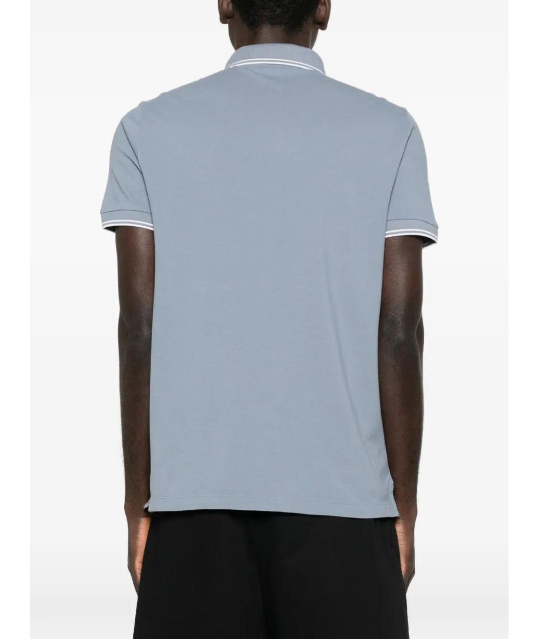 STONE ISLAND Голубое хлопковое поло с коротким рукавом, фото 4