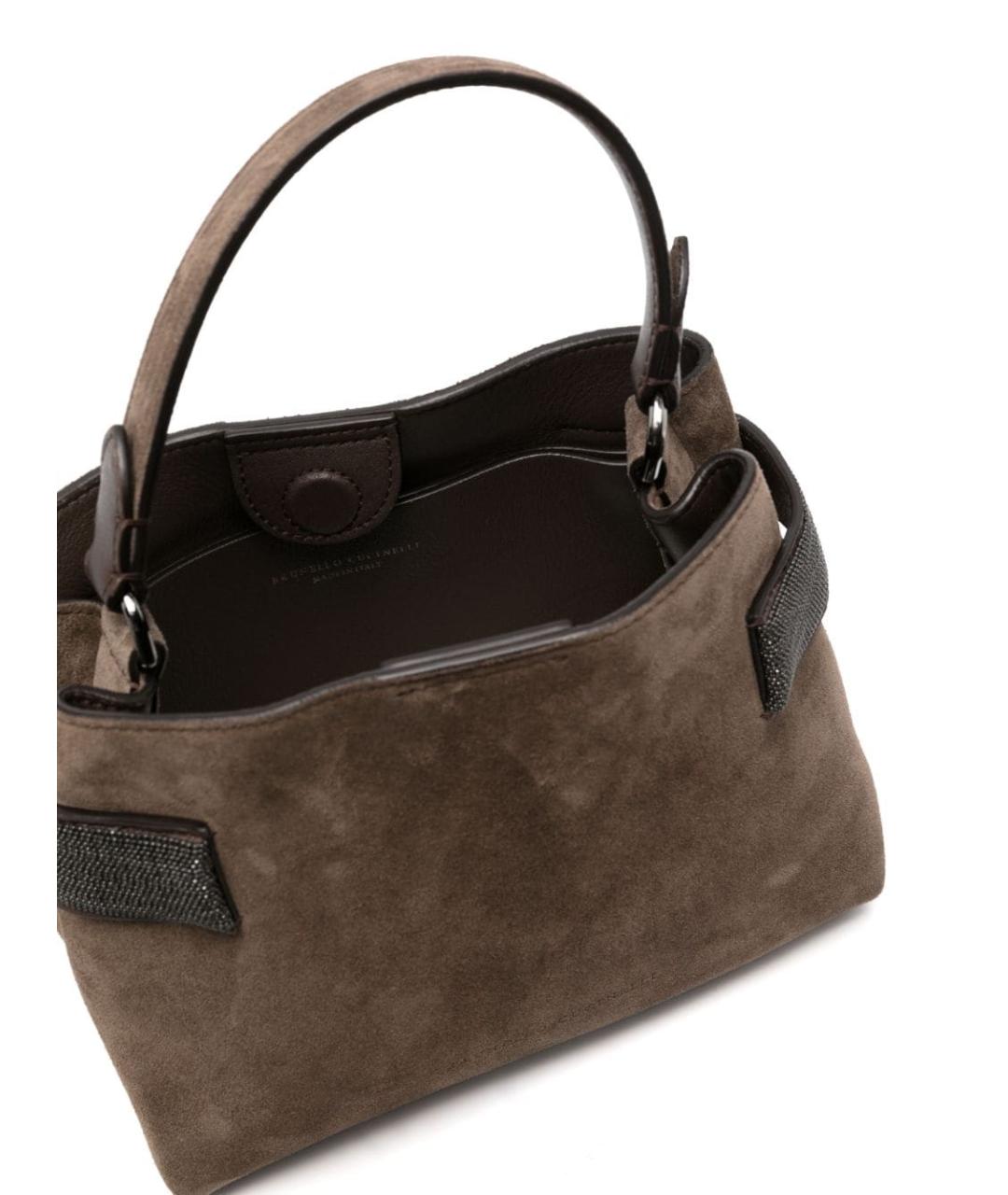 BRUNELLO CUCINELLI Коричневая кожаная сумка тоут, фото 5