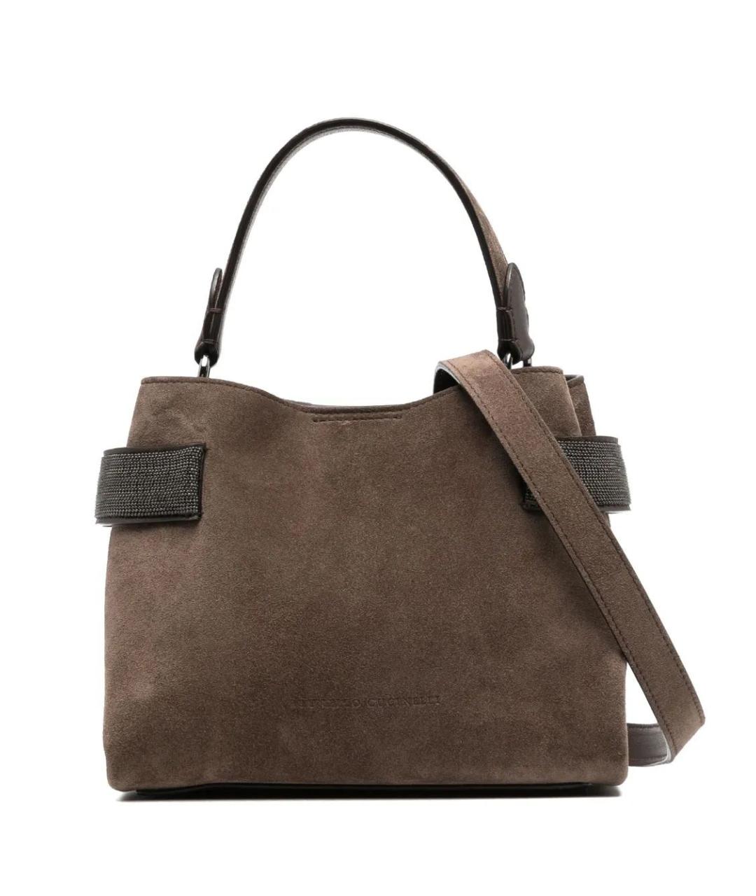 BRUNELLO CUCINELLI Коричневая кожаная сумка тоут, фото 1