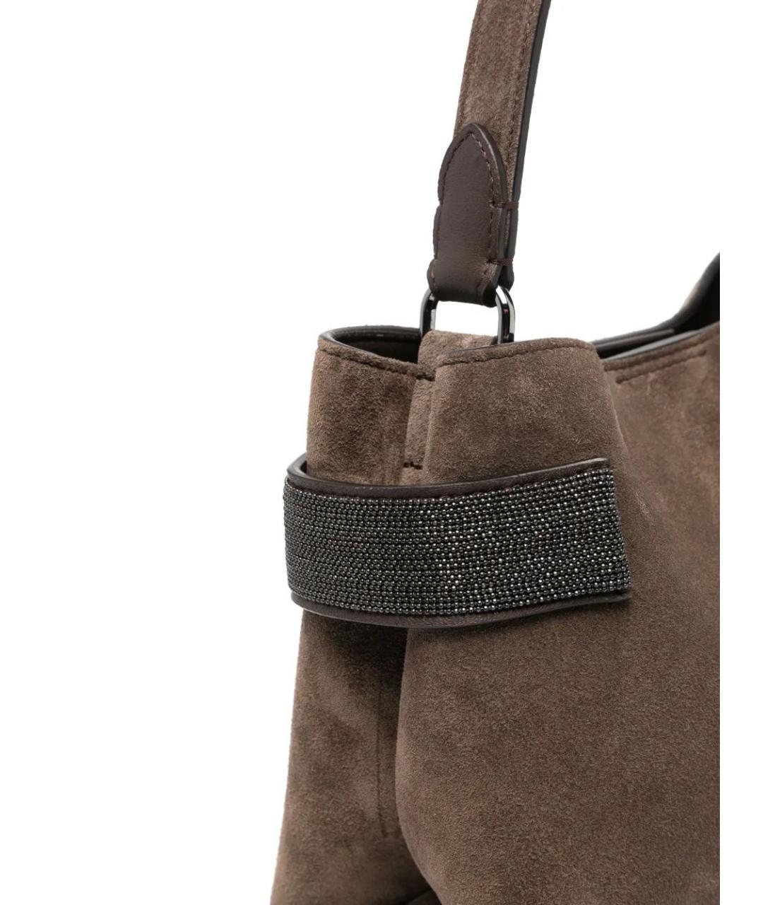 BRUNELLO CUCINELLI Коричневая кожаная сумка тоут, фото 3