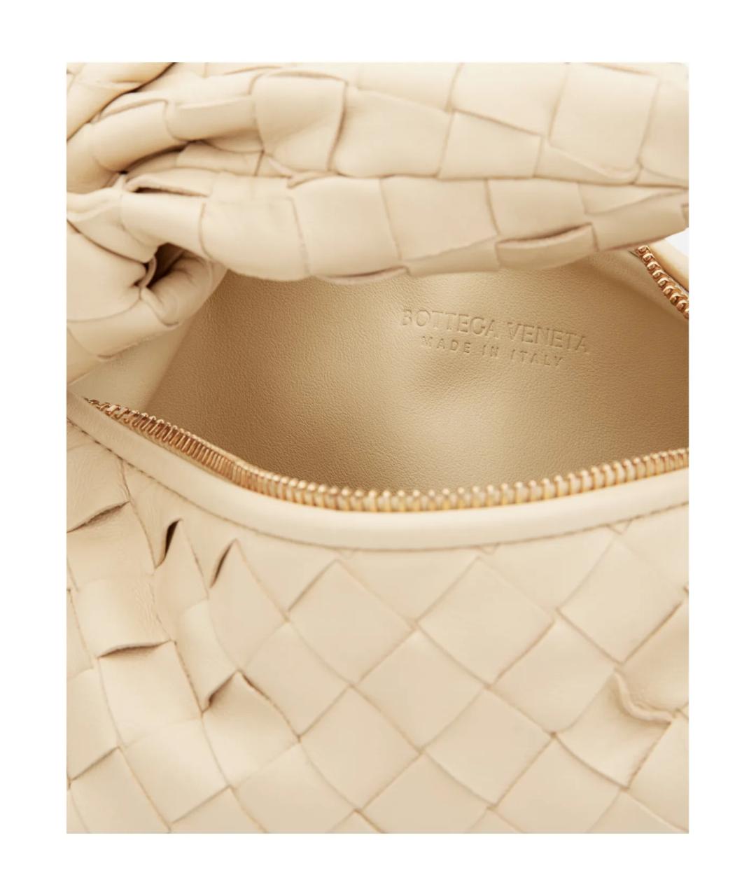 BOTTEGA VENETA Бежевая кожаная сумка с короткими ручками, фото 3