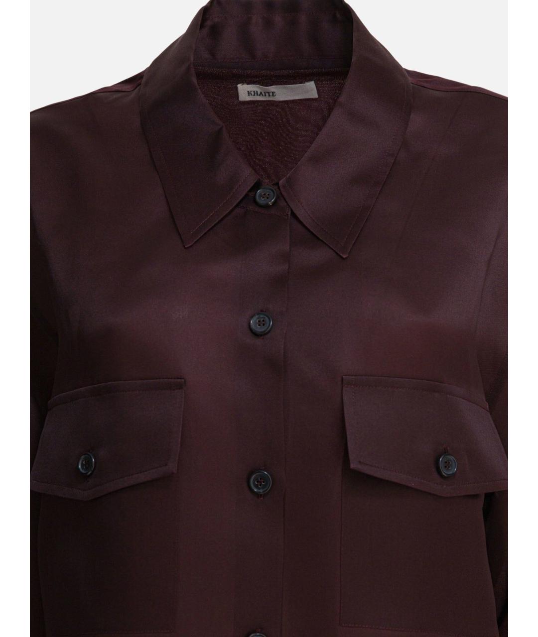 KHAITE Бордовая шелковая рубашка, фото 3