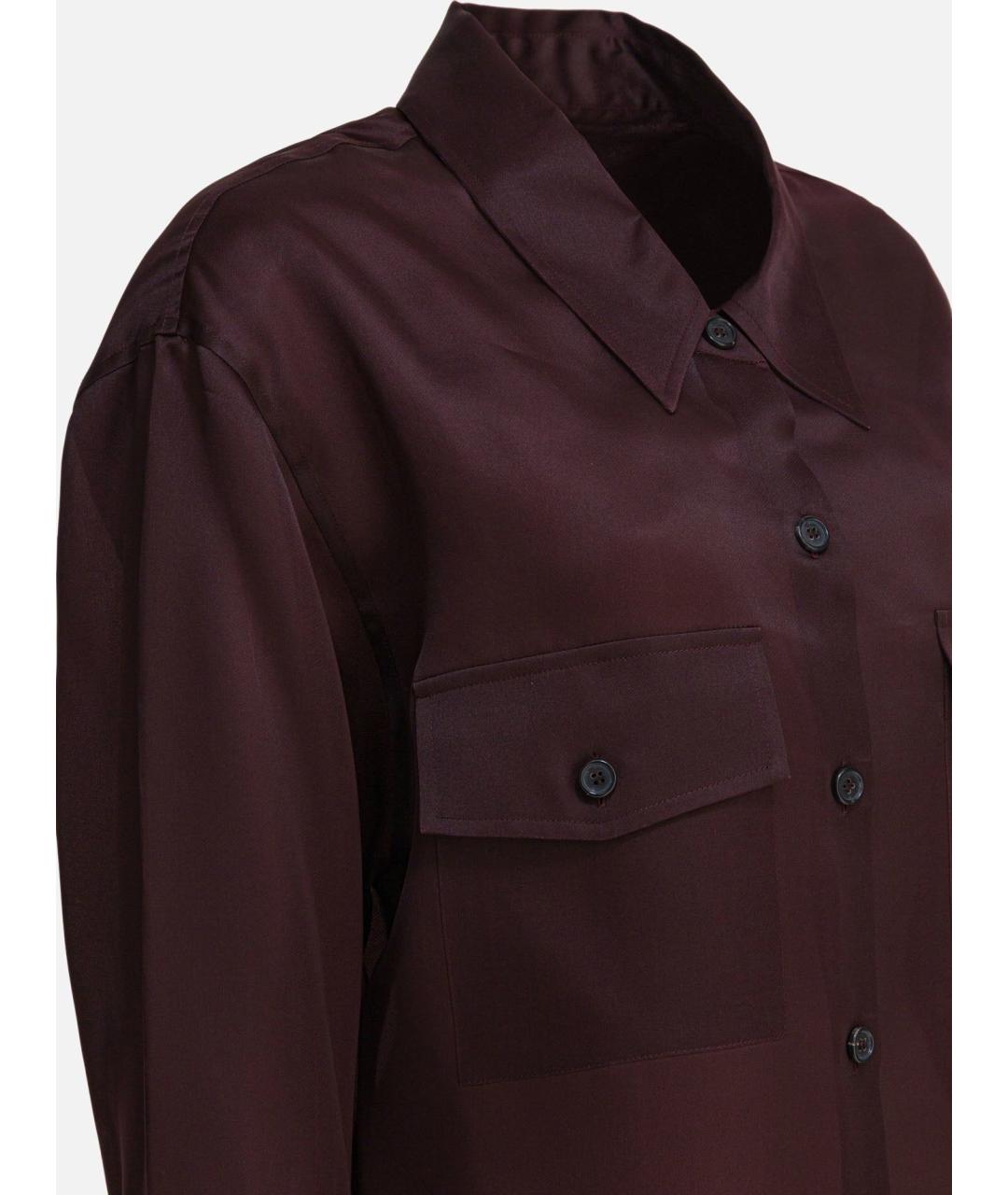 KHAITE Бордовая шелковая рубашка, фото 4