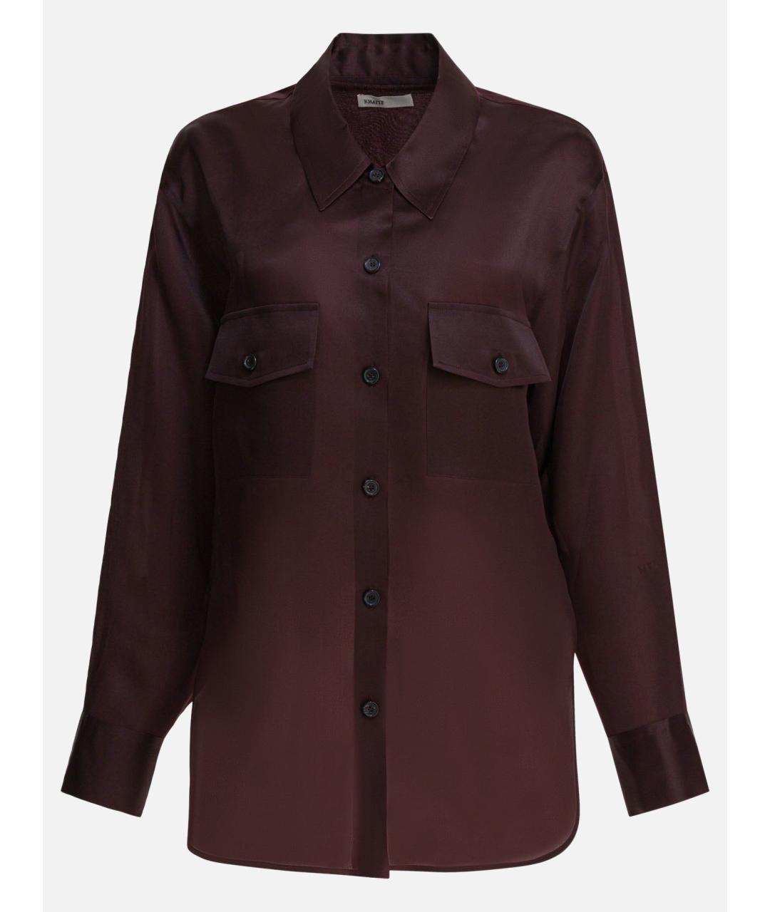 KHAITE Бордовая шелковая рубашка, фото 5