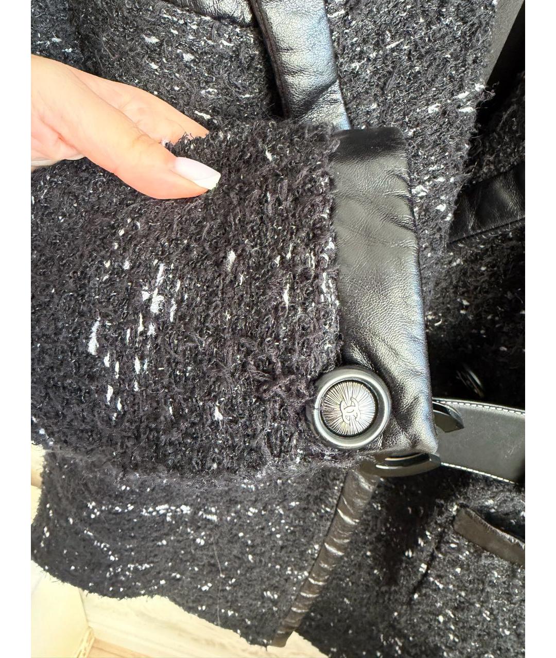 CHANEL Черное твидовое пальто, фото 5