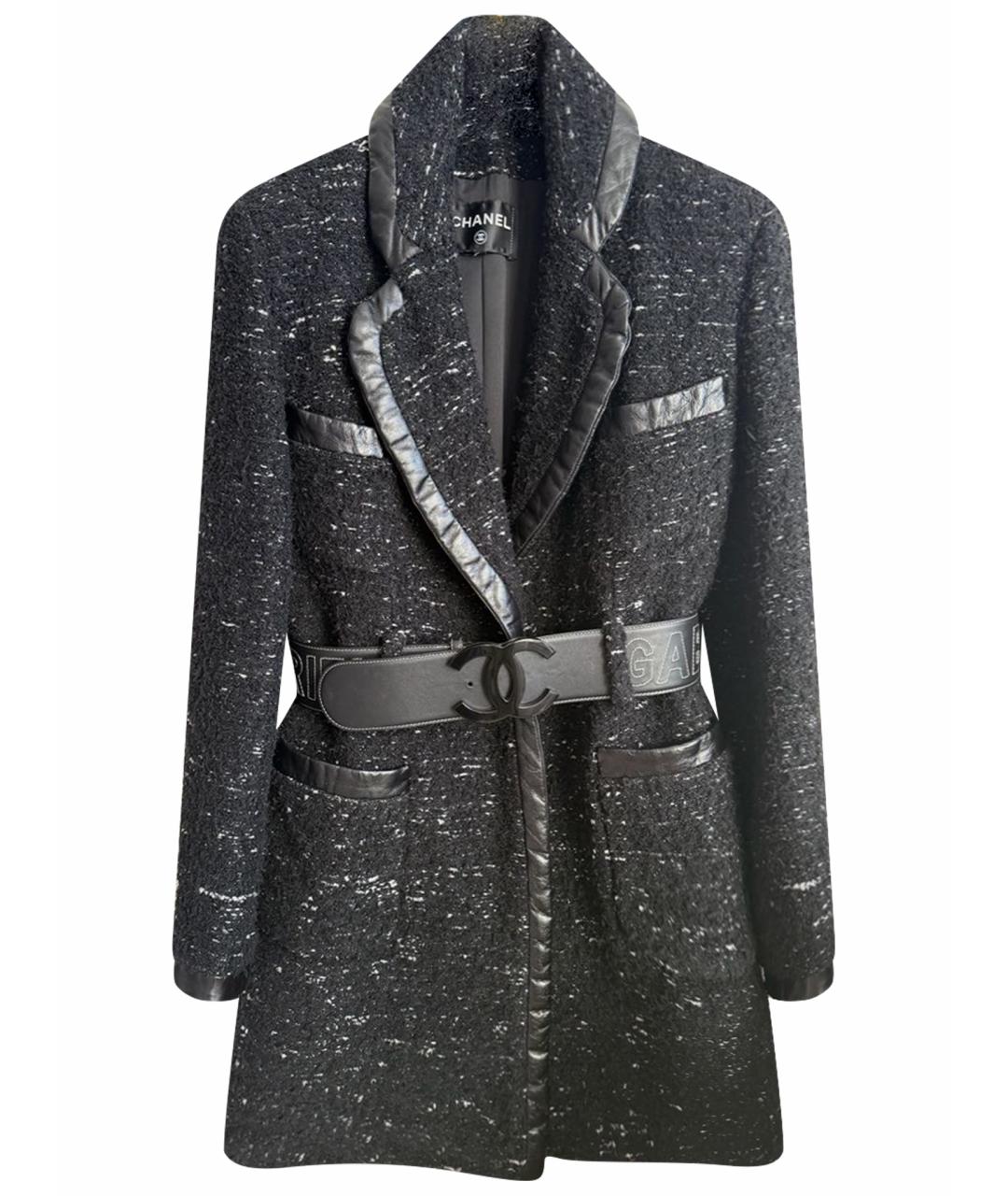 CHANEL Черное твидовое пальто, фото 1