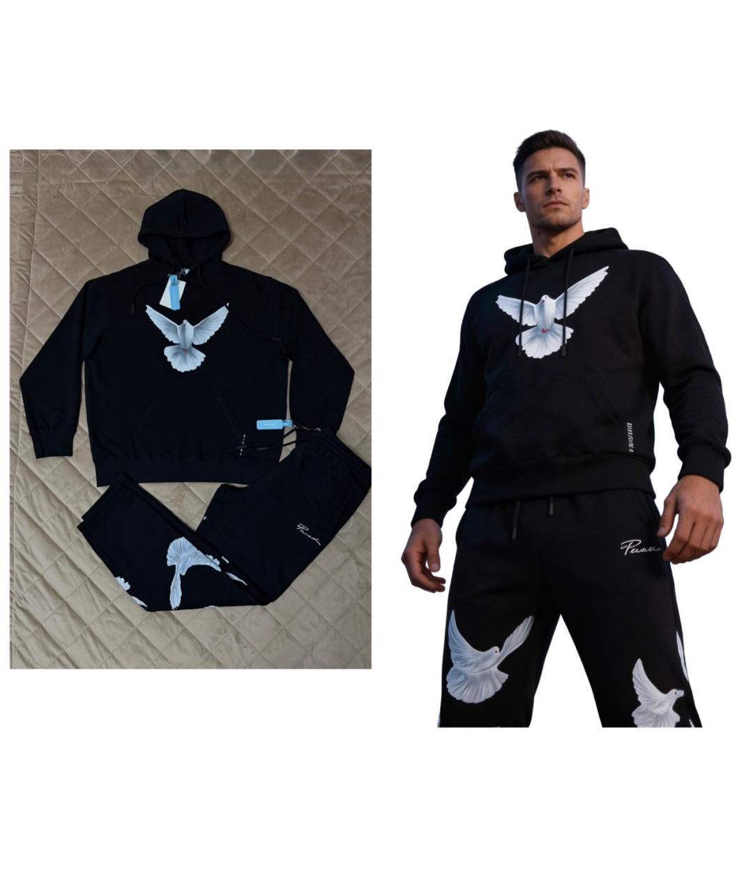 3.PARADIS Черный хлопковый спортивный костюм, фото 3