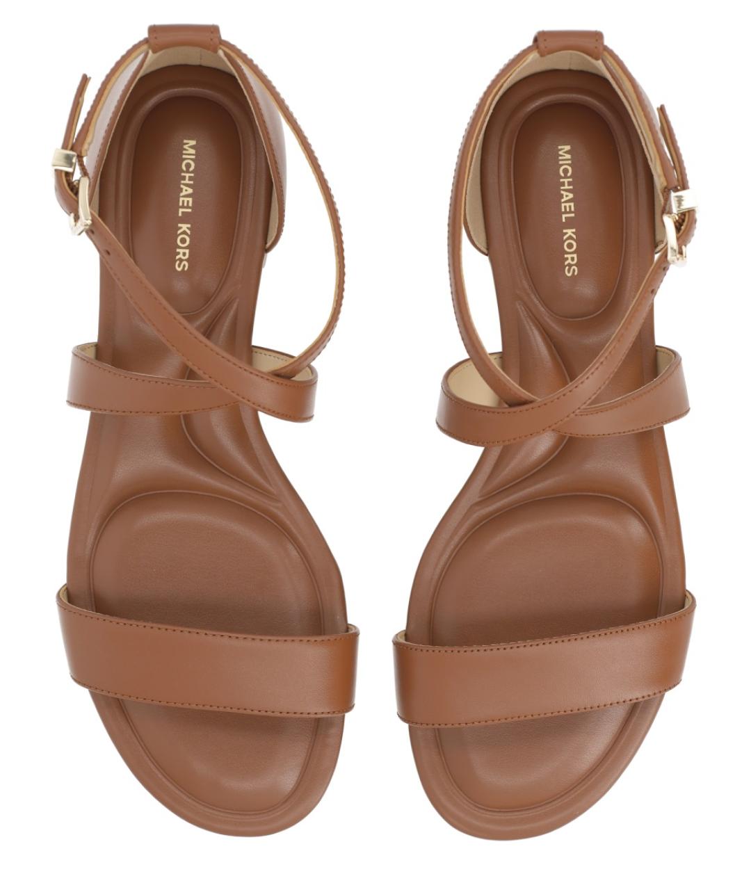MICHAEL KORS Бежевые кожаные сандалии, фото 5