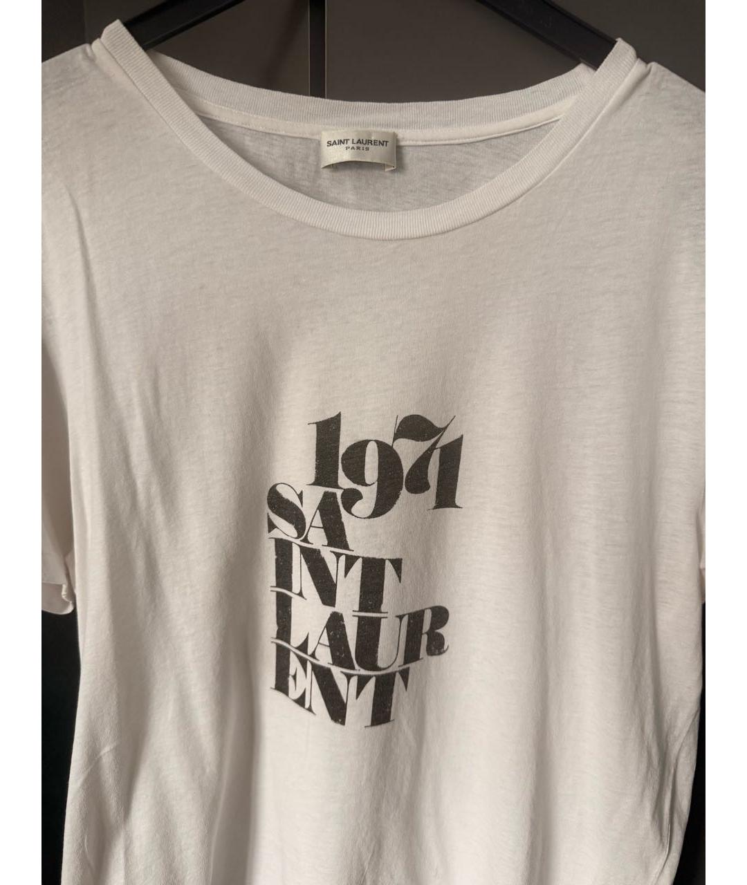 SAINT LAURENT Белая хлопковая футболка, фото 3