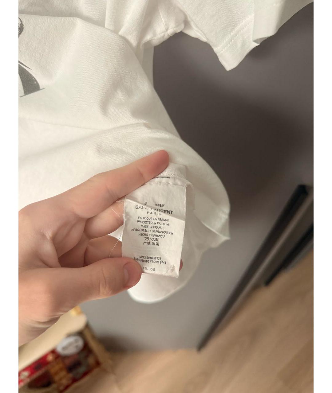 SAINT LAURENT Белая хлопковая футболка, фото 5