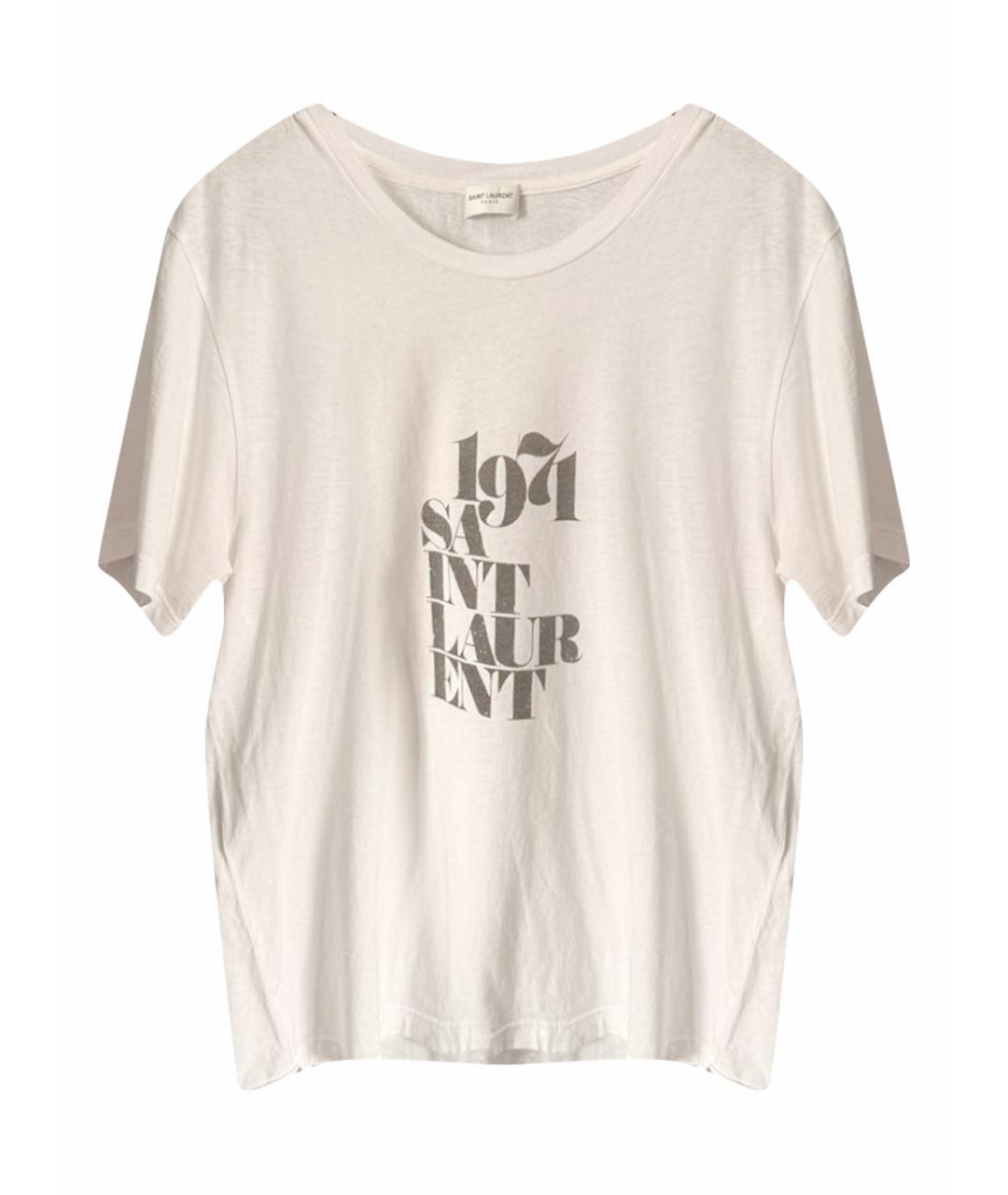 SAINT LAURENT Белая хлопковая футболка, фото 1
