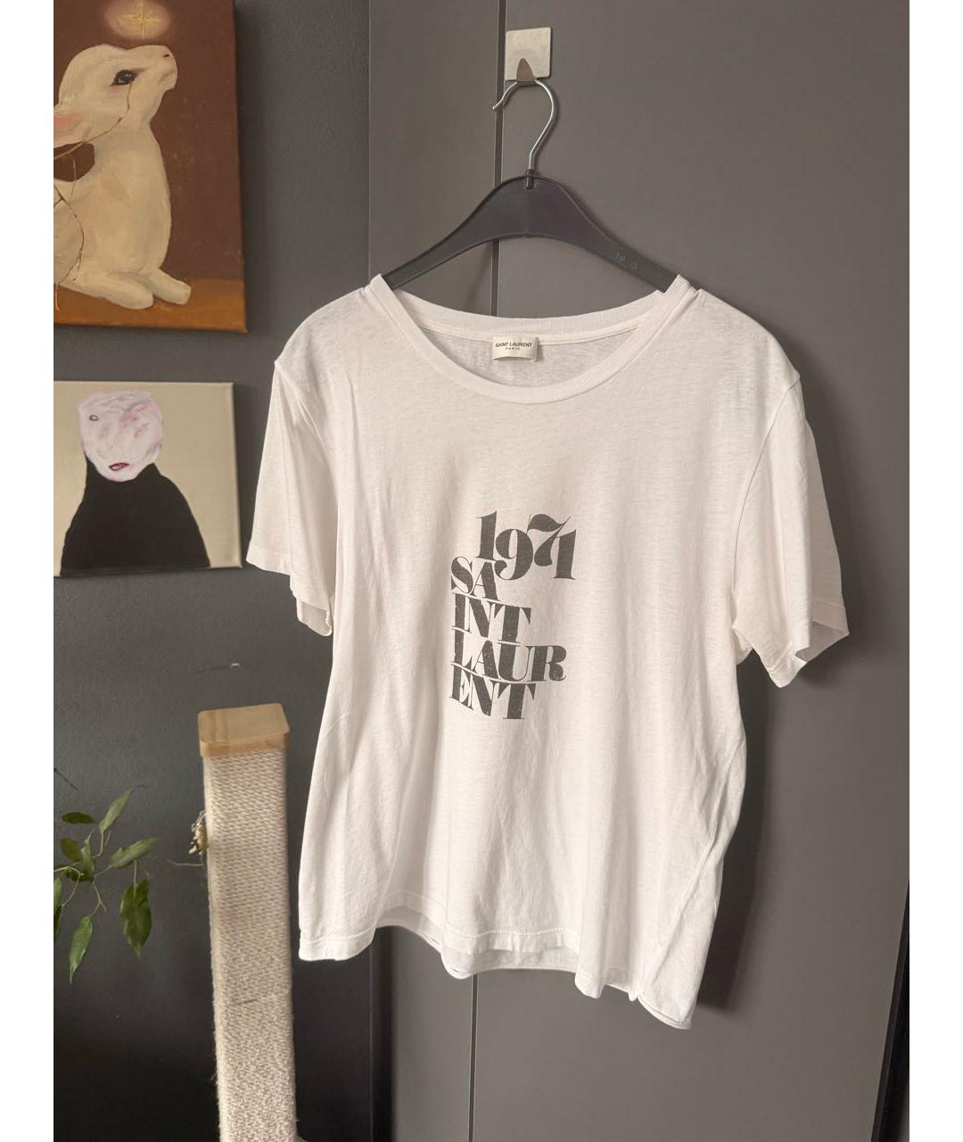 SAINT LAURENT Белая хлопковая футболка, фото 6