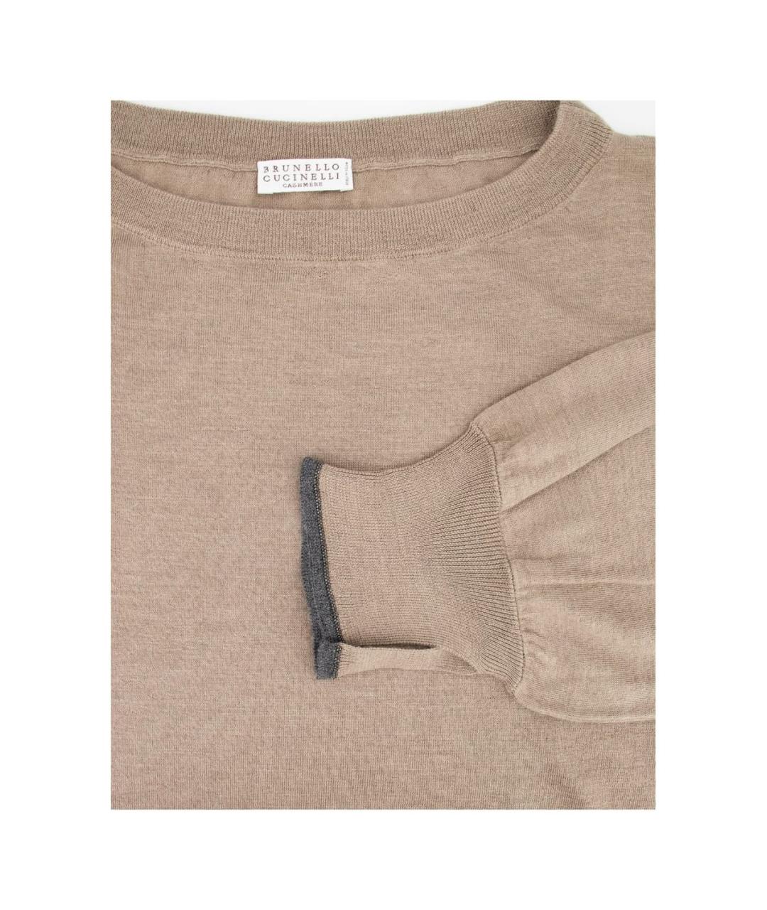 BRUNELLO CUCINELLI Бежевый кашемировый джемпер / свитер, фото 3