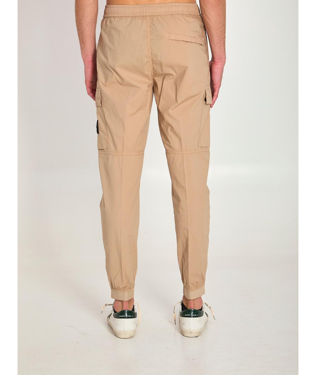 STONE ISLAND Бежевые хлопковые повседневные брюки, фото 4