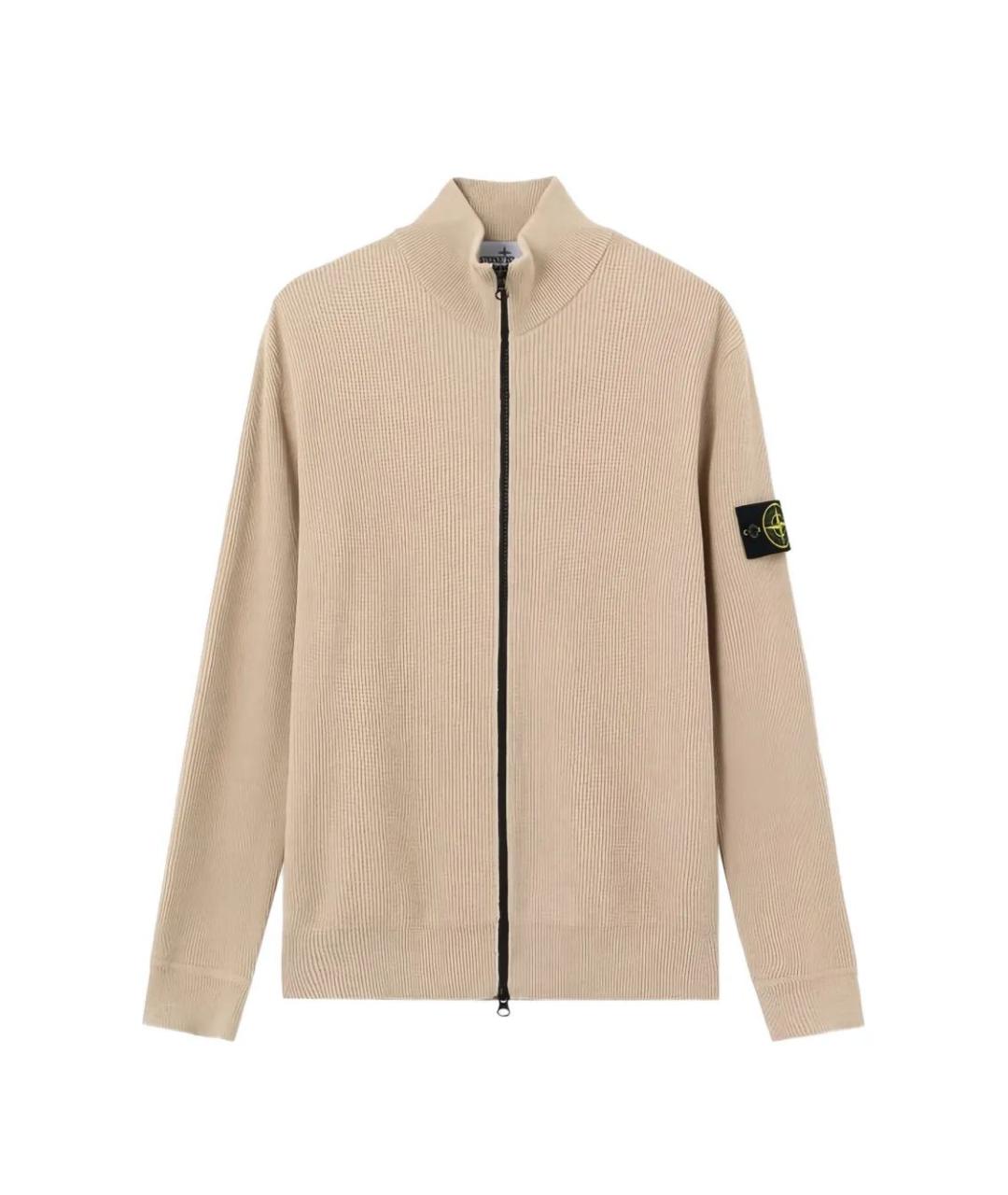 STONE ISLAND Бежевый хлопковый кардиган, фото 1