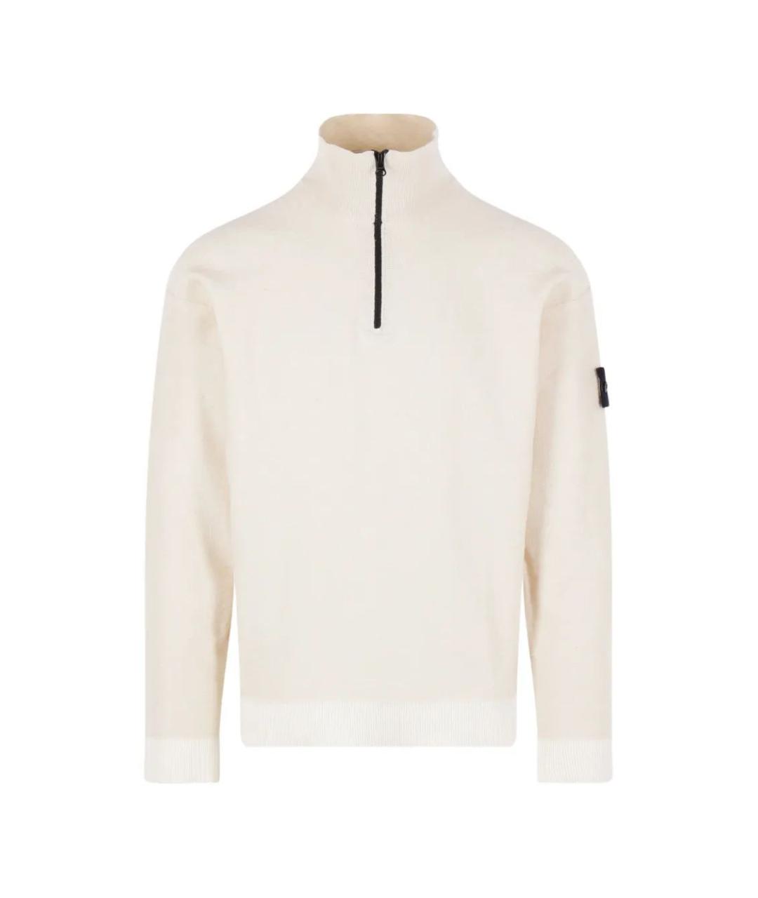 STONE ISLAND Белый хлопковый джемпер / свитер, фото 1