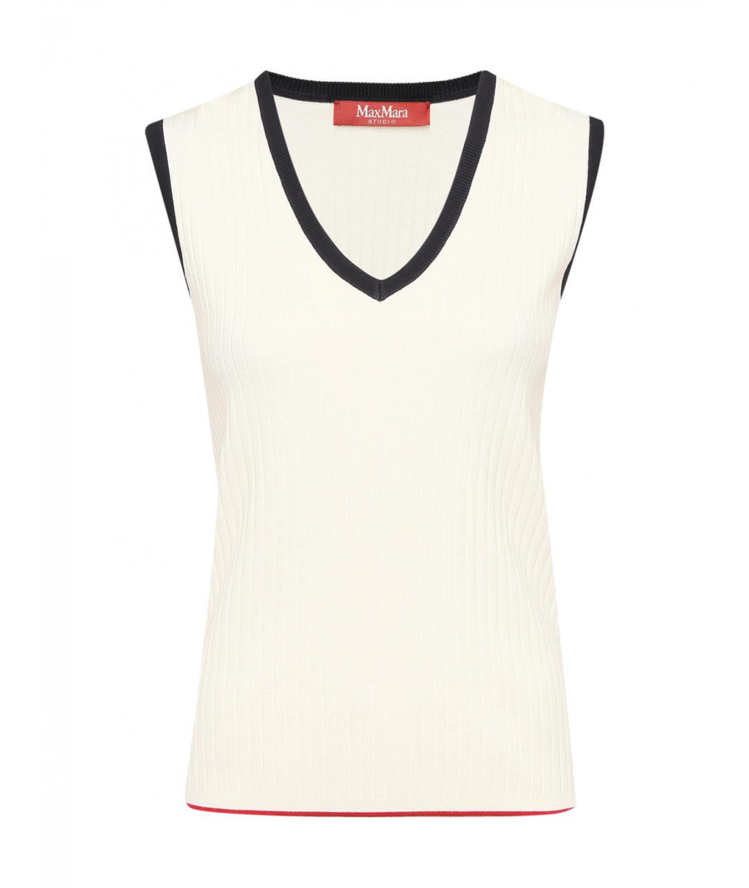 MAX MARA STUDIO Белая вискозная жилетка, фото 1