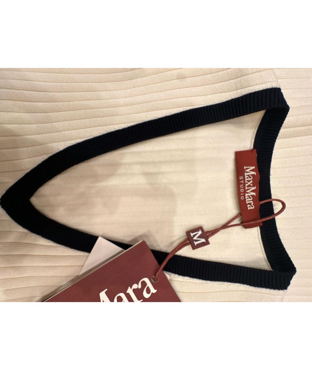 MAX MARA STUDIO Белая вискозная жилетка, фото 3