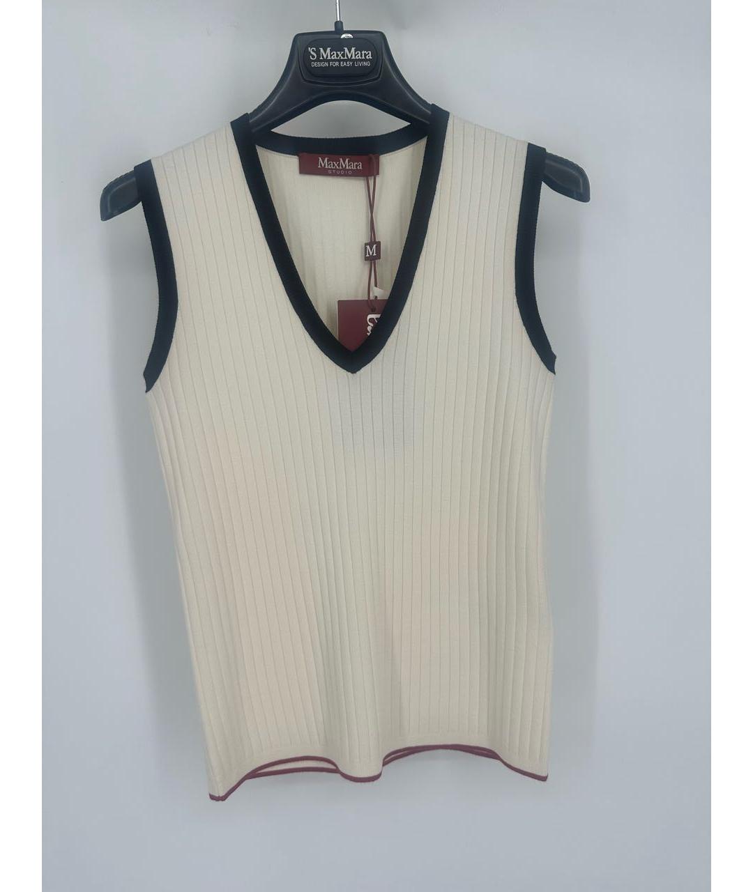 MAX MARA STUDIO Белая вискозная жилетка, фото 5
