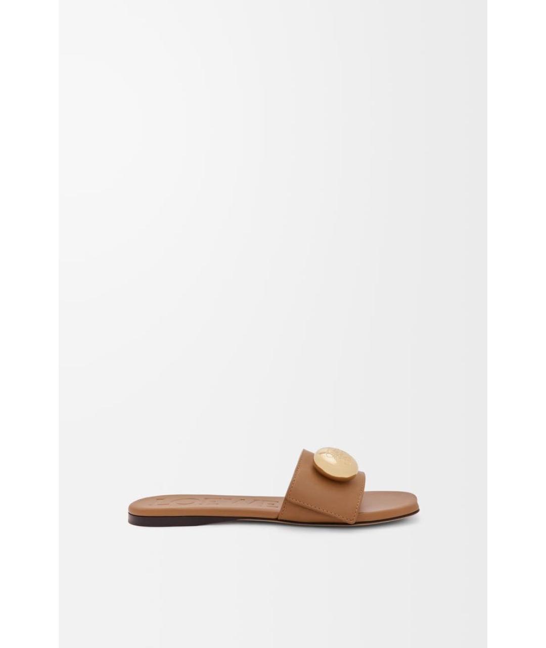 LOEWE Коричневые кожаные шлепанцы, фото 6
