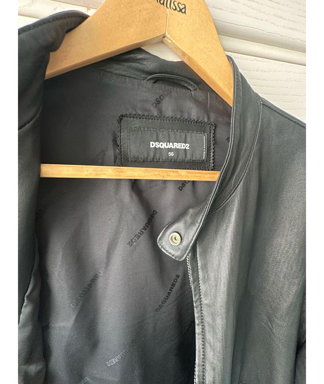 DSQUARED2 Черная кожаная куртка, фото 4