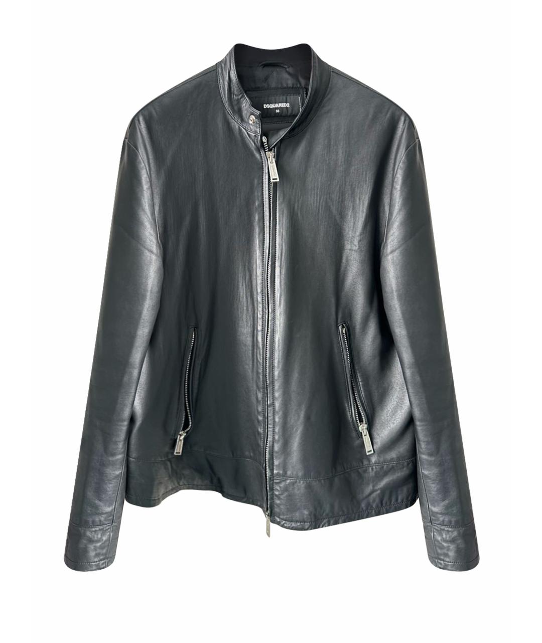 DSQUARED2 Черная кожаная куртка, фото 1