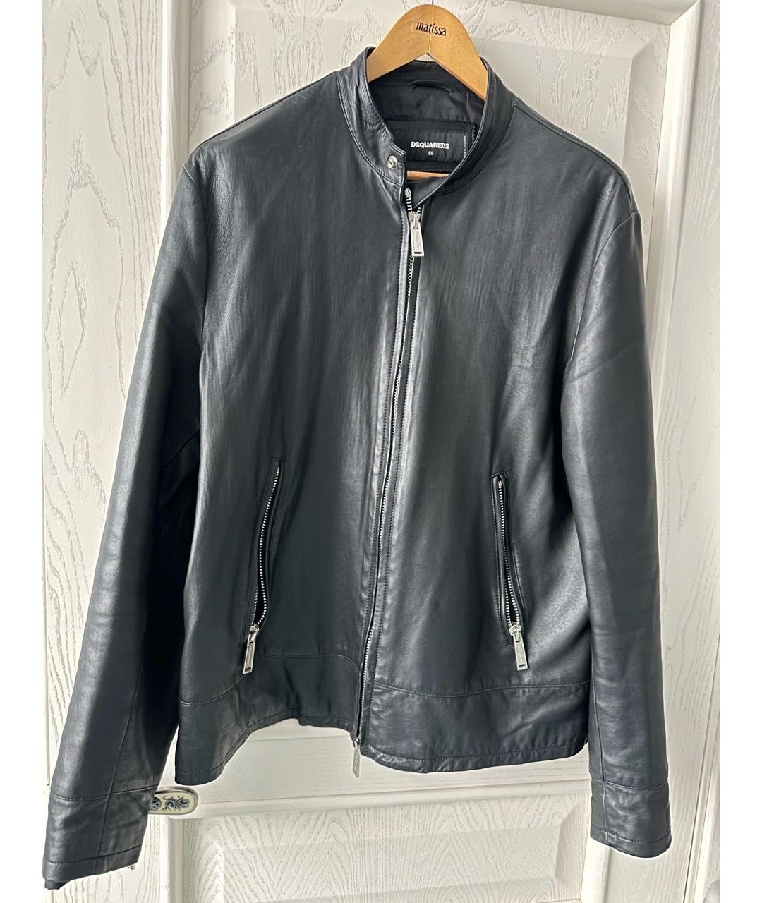 DSQUARED2 Черная кожаная куртка, фото 7