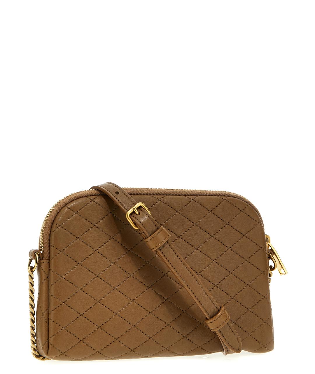 SAINT LAURENT Бежевая кожаная сумка через плечо, фото 2