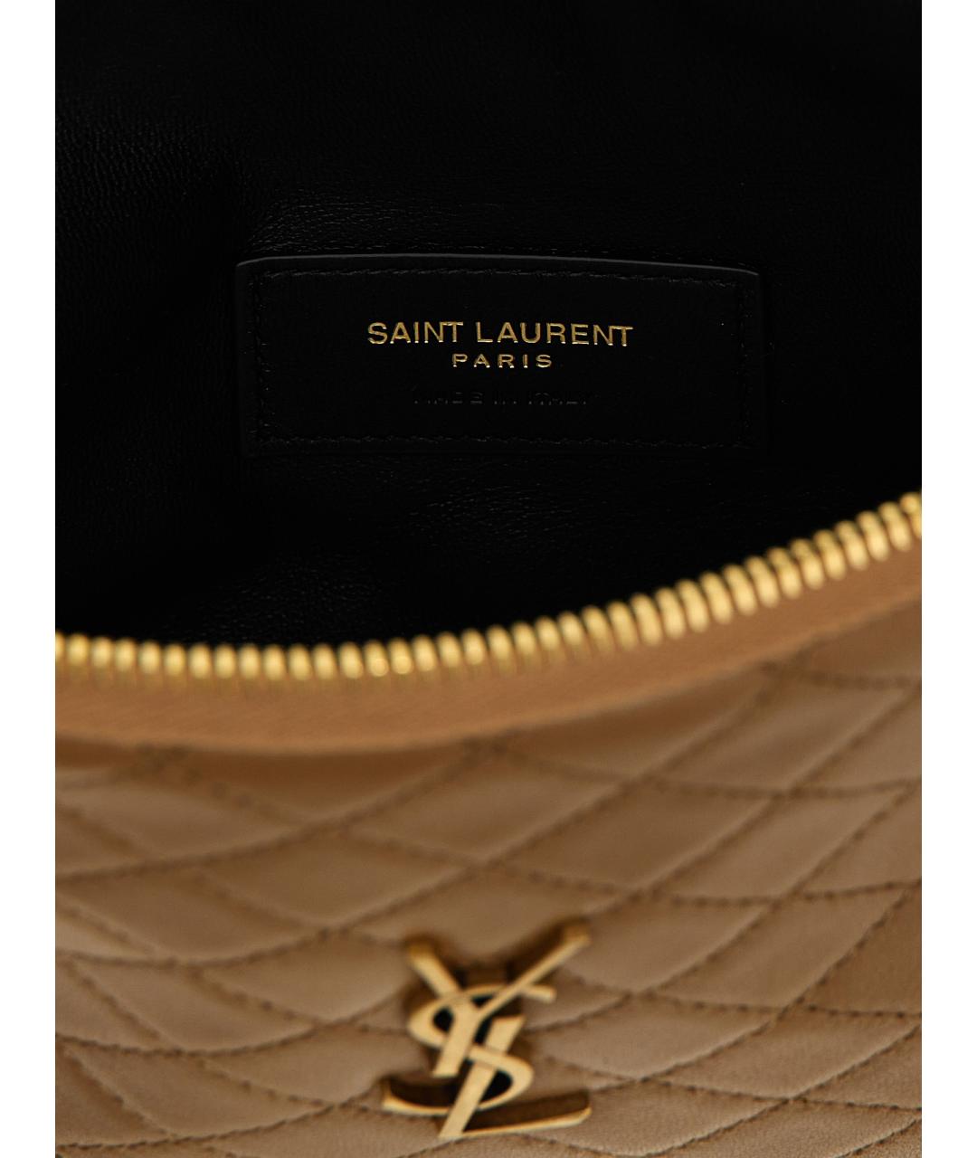 SAINT LAURENT Бежевая кожаная сумка через плечо, фото 4