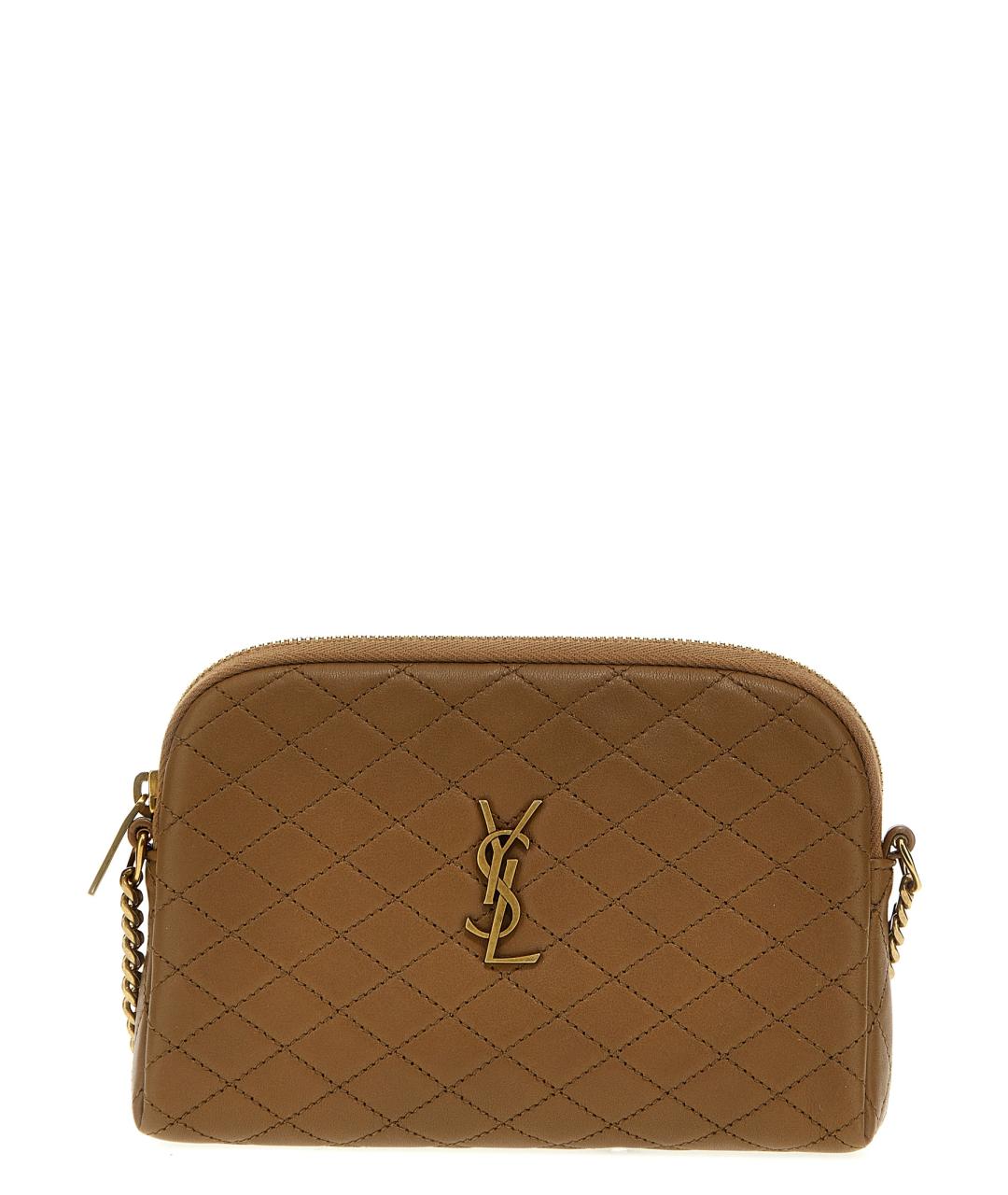 SAINT LAURENT Бежевая кожаная сумка через плечо, фото 1