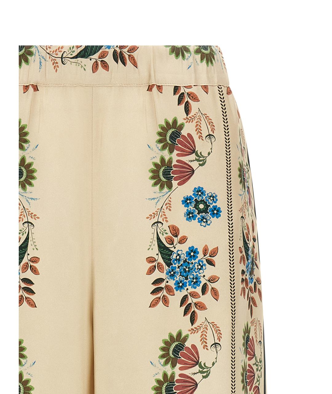 WEEKEND MAX MARA Бежевые шелковые брюки широкие, фото 3