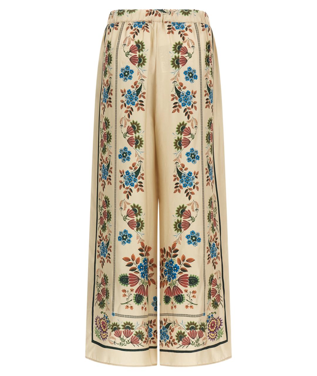 WEEKEND MAX MARA Бежевые шелковые брюки широкие, фото 2